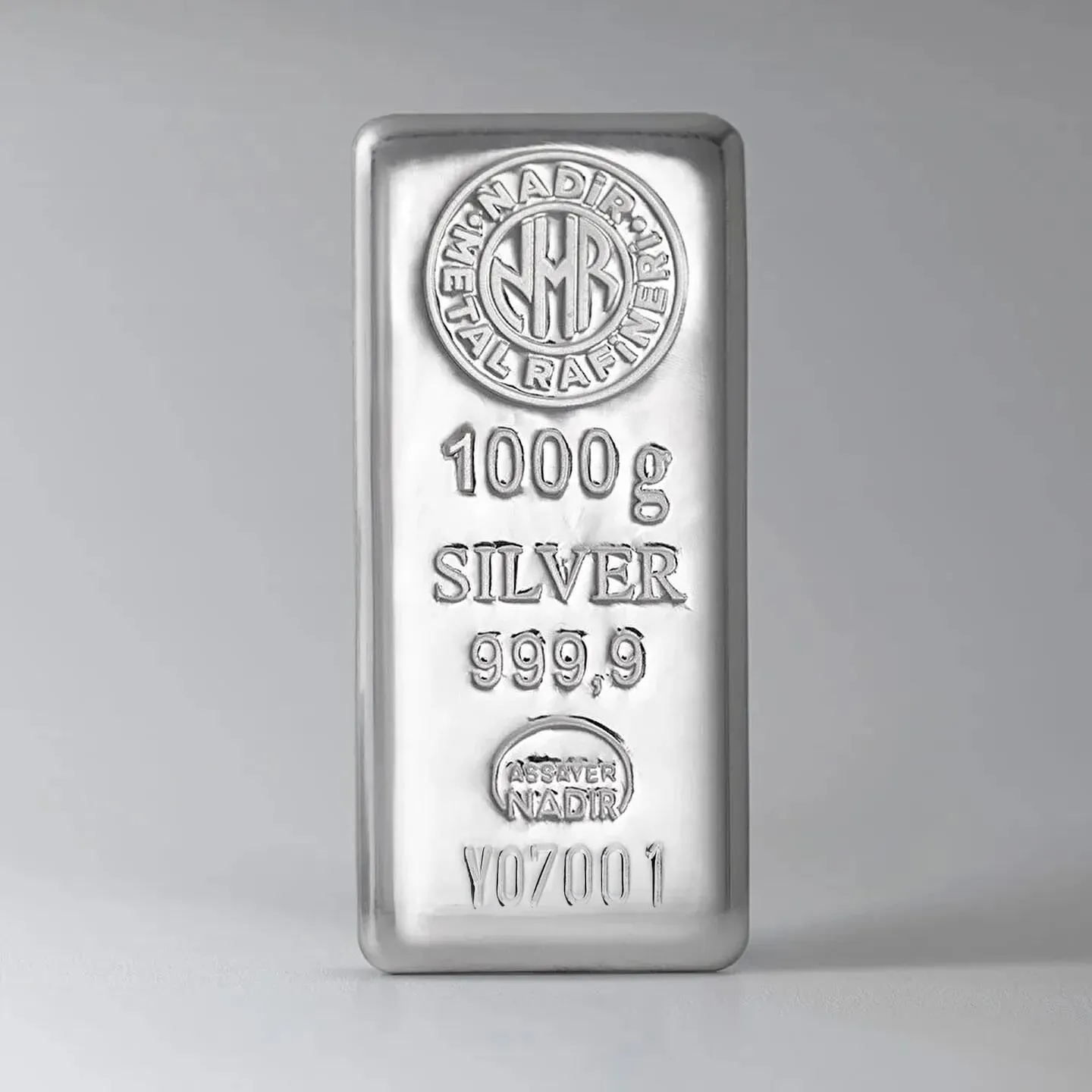 1 Kg Külçe Gümüş — Nadir Metal Rafineri 999 milyem sertifikalı külçe gümüş