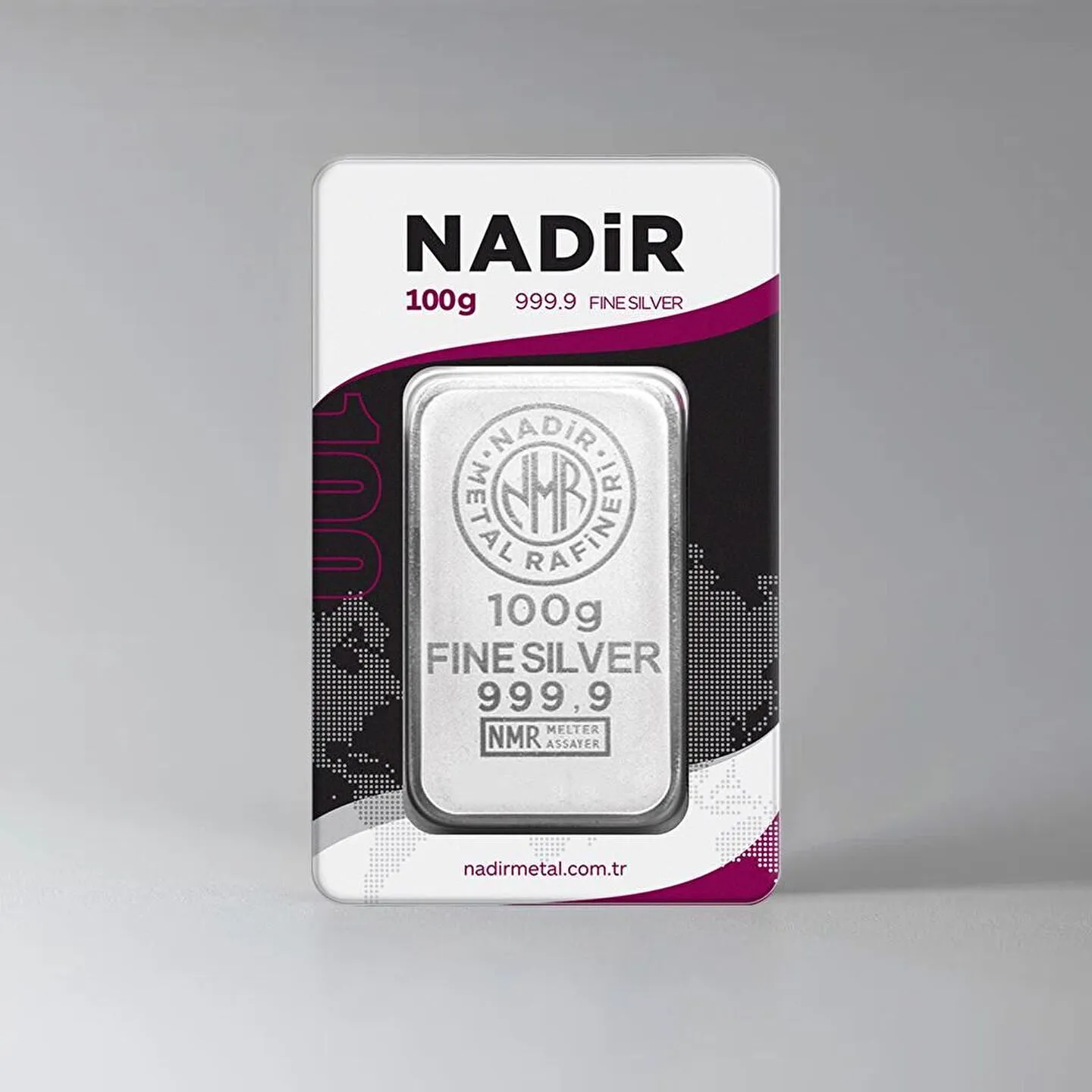 100 Gr Külçe Gümüş — Nadir Metal Rafineri 999 milyem sertifikalı külçe gümüş