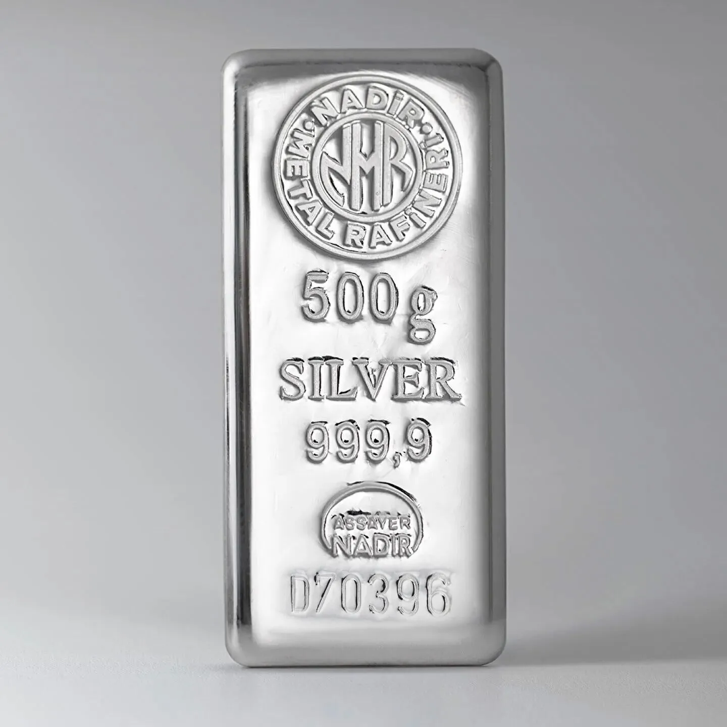 500 Gr Külçe Gümüş — Nadir Metal Rafineri 999 milyem sertifikalı külçe gümüş